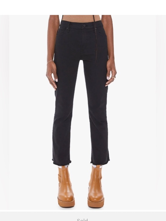 MOTHER Denim - Mother The Rascal Ankle Fray Jeans Pitch Black Stretch Jeans